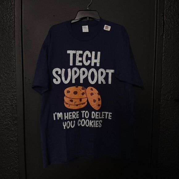 Tech Support Delete Your Cookies Funny Graphic Tee NWT Size 2XL - Picture 1 of 3